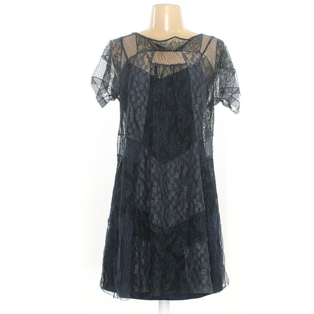 Rebecca Taylor navy lace dress with slip